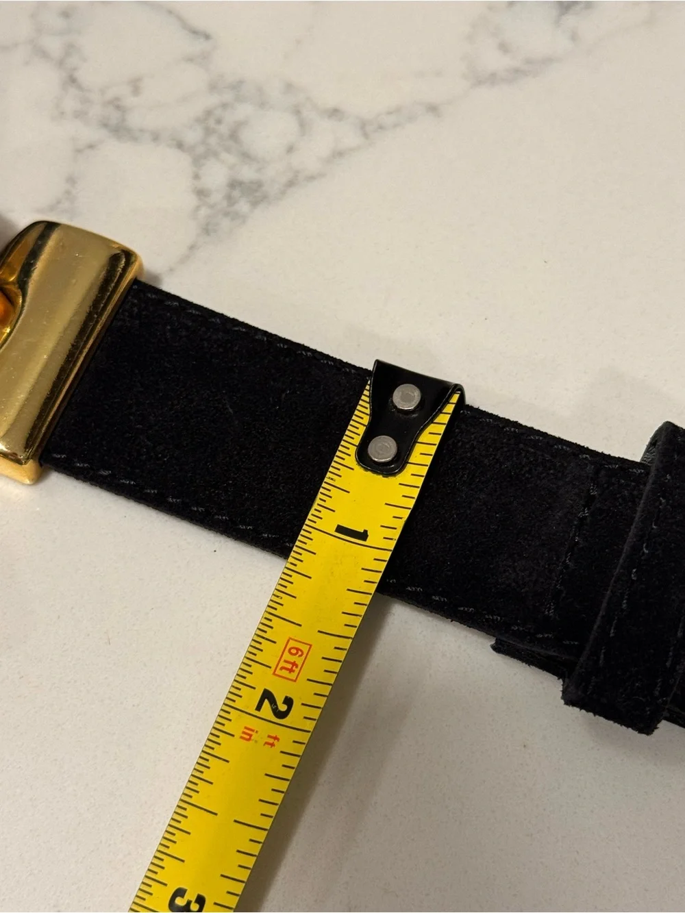 Vintage The Limited Black Suede and Leather Gold Chain Belt